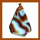 92ct Brown & White Stripes AGATE Fancy Cut Triangle Gemstone 10k Yellow Gold Pendant