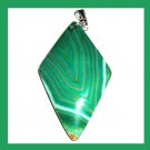 82ct Green ONYX Kite Shaped Trapezoid Gemstone 925 Sterling Silver Pendant