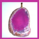 184ct Purple Violet White Brown AGATE Freeform Slice Gemstone 10k Yellow Gold Pendant