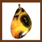 109ct Brown & Yellow AGATE Freeform Gemstone 925 Sterling Silver Pendant