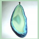 200ct Green & Blue AGATE Slice Freeform Gemstone 925 Sterling Silver Pendant