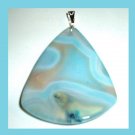 82ct Blue ONYX Triangle Shaped Trillion Cut Gemstone 925 Sterling Silver Pendant