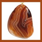 183.5ct Brown & White Striped AGATE Freeform Gemstone 10k Yellow Gold Pendant