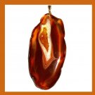 371ct Brown & White Slice AGATE Freeform Shaped Gemstone 10k Yellow Gold Pendant