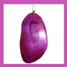 205ct Dark Purple AGATE Oval Slice Gemstone 925 Sterling Silver Pendant