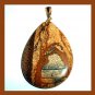 94ct Shades of Brown PICTURE JASPER Teardrop Pear Cut Gemstone 10K Yellow Gold Pendant