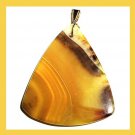 87ct Yellow & Brown ONYX Triangle Shaped Gemstone 10k Yellow Gold Pendant