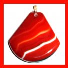 207ct Orange & White ONYX Trapazoid Shaped 10k Yellow Gold Gemstone Pendant