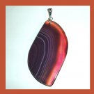 92ct Brown & Purple ONYX Gemstone Freeform Shaped 925 Sterling Silver Pendant