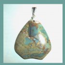 80.5ct Blue OCEAN JASPER Triangle Shaped Gemstone Sterling Silver Pendant