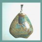 80.5ct Blue OCEAN JASPER Triangle Shaped Gemstone Sterling Silver Pendant