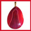 76.5ct Red & Purple AGATE Teardrop Pear Cut Gemstone 10K Yellow Gold Pendant