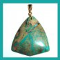 77.5ct Blue & Brown SNAKE SKIN JASPER Gemstone Triangle Shaped 10k Yellow Gold Pendant