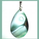 75ct Blue Green ONYX Teardrop Shaped Pear Cut Gemstone Sterling Silver Pendant