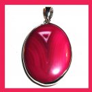 95ct Sterling Silver Wrapped Red AGATE Oval Cut Gemstone Pendant