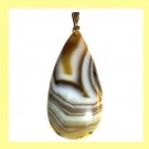 87ct Yellow White Brown AGATE Teardrop Pear Cut Gemstone 10K Yellow Gold Pendant