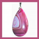 95.5ct Violet Red AGATE Teardrop Shaped Pear Cut Gemstone Sterling Silver Pendant