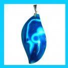 97.5ct Teal Blue AGATE Fancy Cut Freeform Gemstone Sterling Silver Pendant