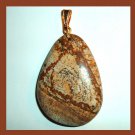 98.5ct PICTURE JASPER Teardrop Shaped Gemstone 10K Yellow Gold Pendant