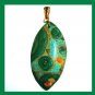 66ct Green OCEAN JASPER Football Shaped Marquise Gemstone 10k Yellow Gold Pendant