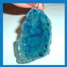 103ct Blue QUARTZ Slice Freeform Shape Gemstone Sterling Silver Pendant