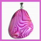 78ct Purple Crazy Striped AGATE Freeform Shaped Gemstone 925 Sterling Silver Pendant