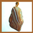53ct Brown & White Striped AGATE Freeform Gemstone 10k Yellow Gold Pendant