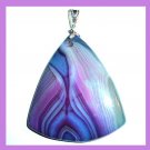 83ct Purple & Blue AGATE Gemstone Triangle Shaped Sterling Silver Pendant