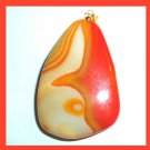 115ct Orange & White AGATE Pear Shaped Gemstone 10k Yellow Gold Pendant