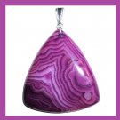 103ct Deep Purple AGATE Gemstone Triangle Shaped Trillion Sterling Silver Pendant