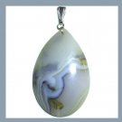 72ct Gray Blue Brown AGATE Teardrop Shaped Pear Cut Gemstone Sterling Silver Pendant