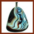 167ct Brown & White Crazy Striped AGATE Gemstone Triangle Shaped Sterling Silver Pendant