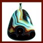 167ct Brown & White Crazy Striped AGATE Gemstone Triangle Shaped Sterling Silver Pendant