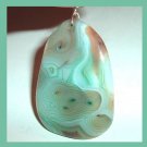 153ct Green & White AGATE Slice Gemstone Sterling Silver Pendant