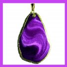 18k Yellow Gold Wrapped 103ct Violet Purple AGATE Freeform Shape Gemstone Pendant
