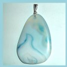 91ct Light Blue AGATE & QUARTZ Teardrop Shaped Gemstone Sterling Silver Pendant