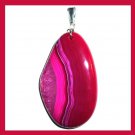 133ct Red & Pink QUARTZ & AGATE Freeform Shaped Gemstone Sterling Silver Pendant
