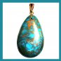70ct Teal Blue JASPER & PYRITE Teardrop Shaped Gemstone 10K Yellow Gold Pendant