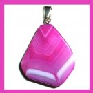61ct Pink White Lavender ONYX Freeform Shaped Gemstone Sterling Silver Pendant