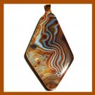 106ct Brown & White AGATE Diamond Shape Gemstone 10k Yellow Gold Pendant