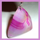 83ct Purple Pink Orange AGATE Triangle Shaped Trillion Gemstone Sterling Silver Pendant
