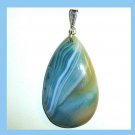 70ct Blue ONYX Teardrop Shaped Pear Cut Gemstone Sterling Silver Pendant