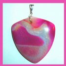 139ct Red Pink White Agate Upside-down Triangle Gemstone Sterling Silver Pendant