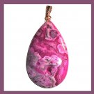 91.5ct Red & Purple Crazy Lace AGATE Teardrop Shaped Gemstone 10k Yellow Gold Pendant