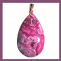 91.5ct Red & Purple Crazy Lace AGATE Teardrop Shaped Gemstone 10k Yellow Gold Pendant