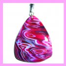108ct Red Pink Purple Zig Zag Striped AGATE Triangle Trillion Gemstone Sterling Silver Pendant