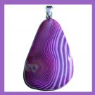 74.5ct Purple Violet Striped AGATE Teardrop Shaped Gemstone Sterling Silver Pendant