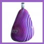 74.5ct Purple Violet Striped AGATE Teardrop Shaped Gemstone Sterling Silver Pendant