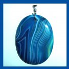 102ct Beautiful Blue AGATE Oval Cut Gemstone Sterling Silver Pendant