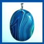 102ct Beautiful Blue AGATE Oval Cut Gemstone Sterling Silver Pendant
